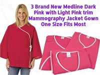3 NEW Medline Mammography Patient Jacket Gown Ruby