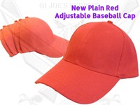 3 New Plain Red Baseball Ball Cap Adjustable