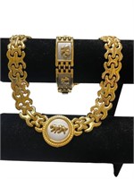 Faux Gold Matching Necklace & Bracelet
