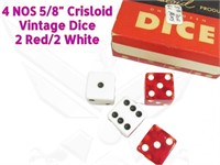 4 Crisloid Lucite 5/8" Dice Vintage NOS Red White