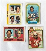 4 OJ Simpson Topps Cards incl 1979 & 73 RB