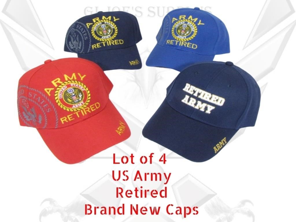 4 Different NEW US Army Retired Ball Caps