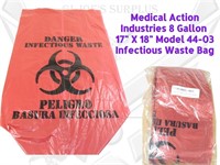 50 NEW Biohazard Infectious Waste 8 Gal Bags 17X18