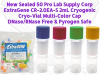 50 NEW Sterile ExtraGene 2mL Cryogenic Color VIals