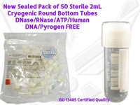 50 Sealed GSI CryoSterile 2mL Cryogenic Test Tubes