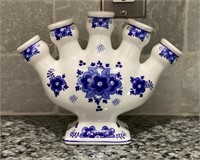 Blue and white Delft 5-branch vase