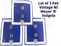 6 Vintage New NOS Military Meyer 'B' Insignia 3A3