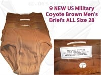 9 NEW US Military Coyote Brown Briefs Sz 28 F2