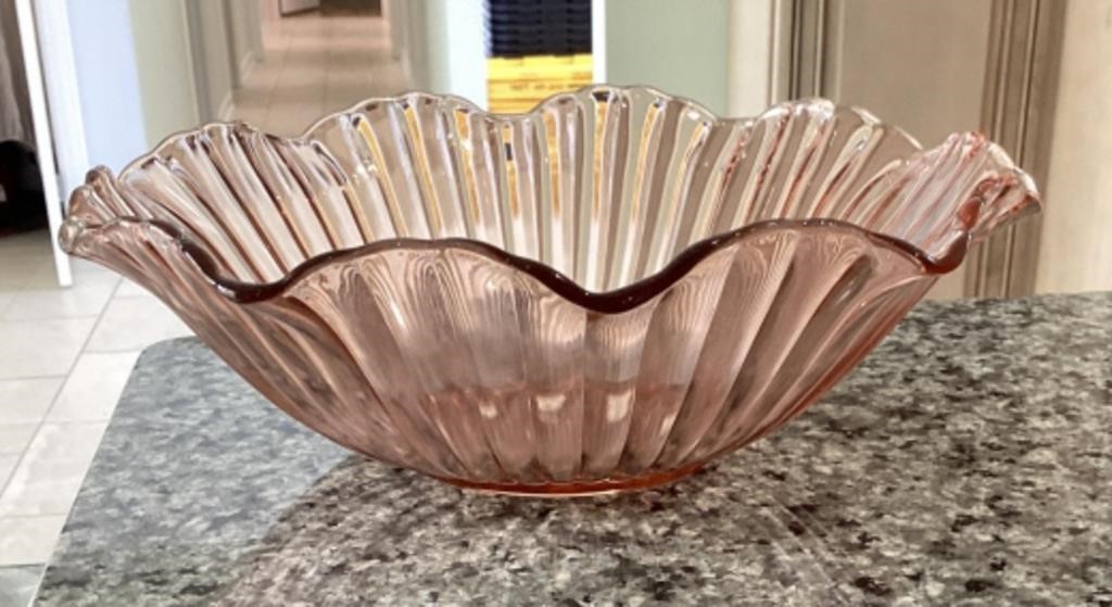 Pink Depression glass bowl