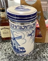 Delft-style canister with lid