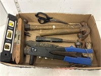 Lot: hammers, levels, misc.