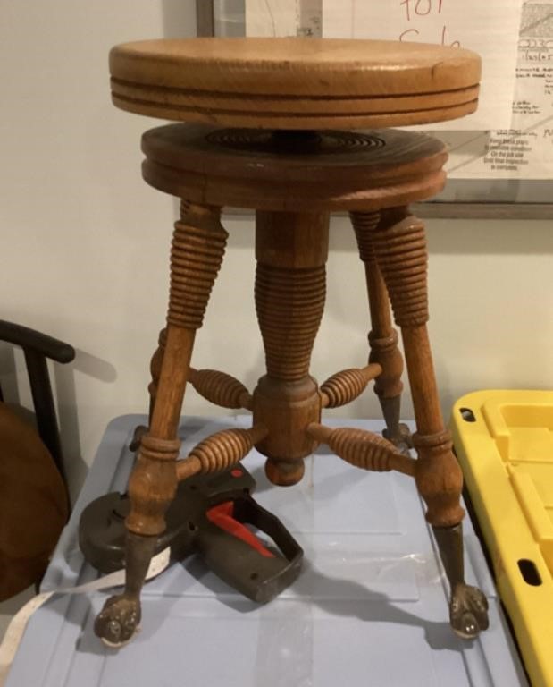 Piano stool with ball and claw feet