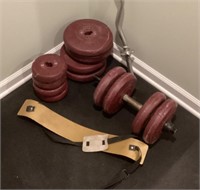 Plastic and cement weights with bar