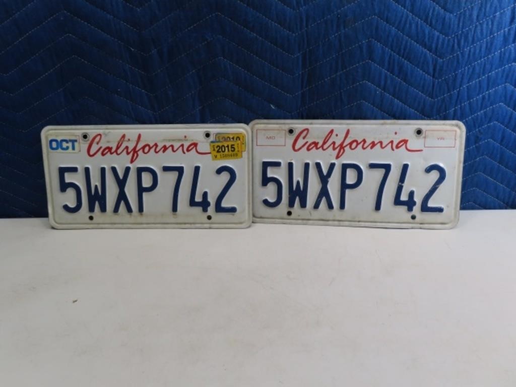 pair vintage matching California License Plates