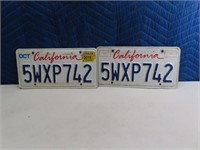 pair vintage matching California License Plates