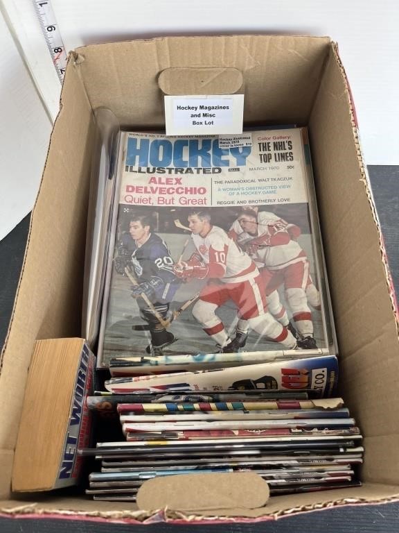 Vintage hockey magazines & misc box lot