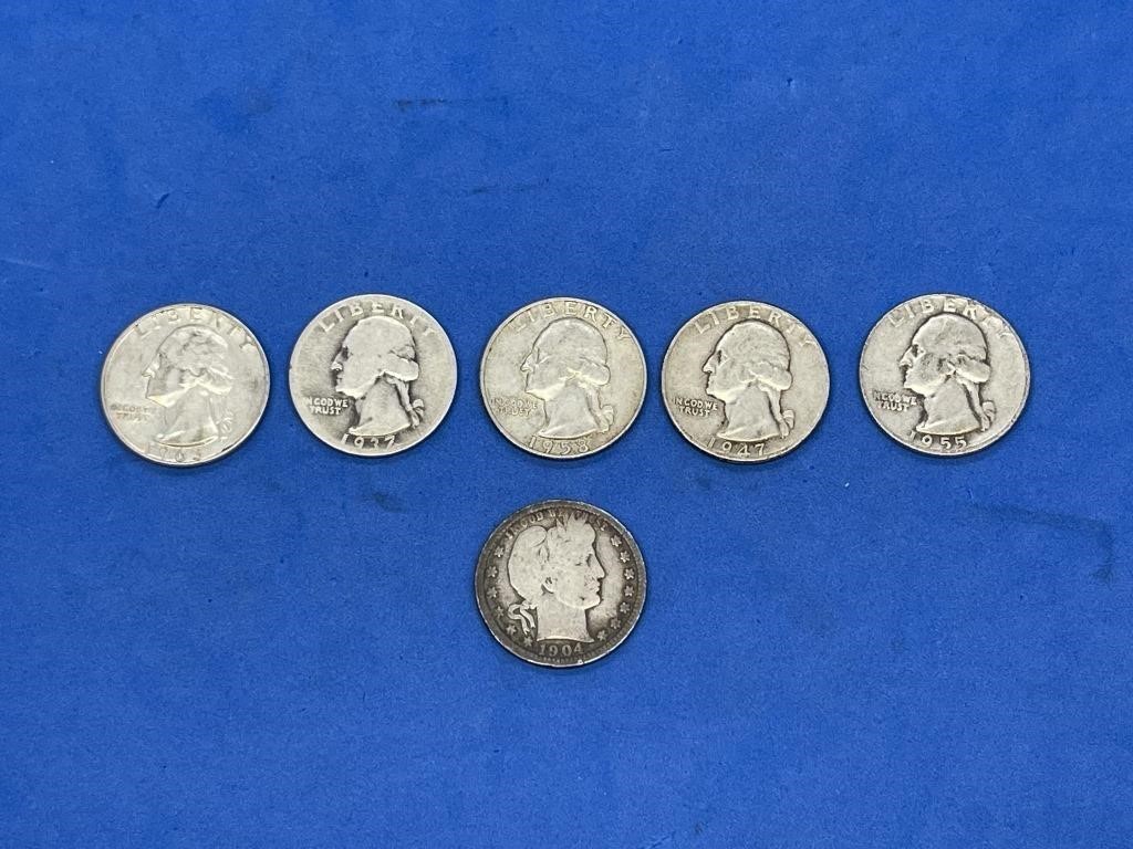 Lot of Misc Silver Quarters (6)