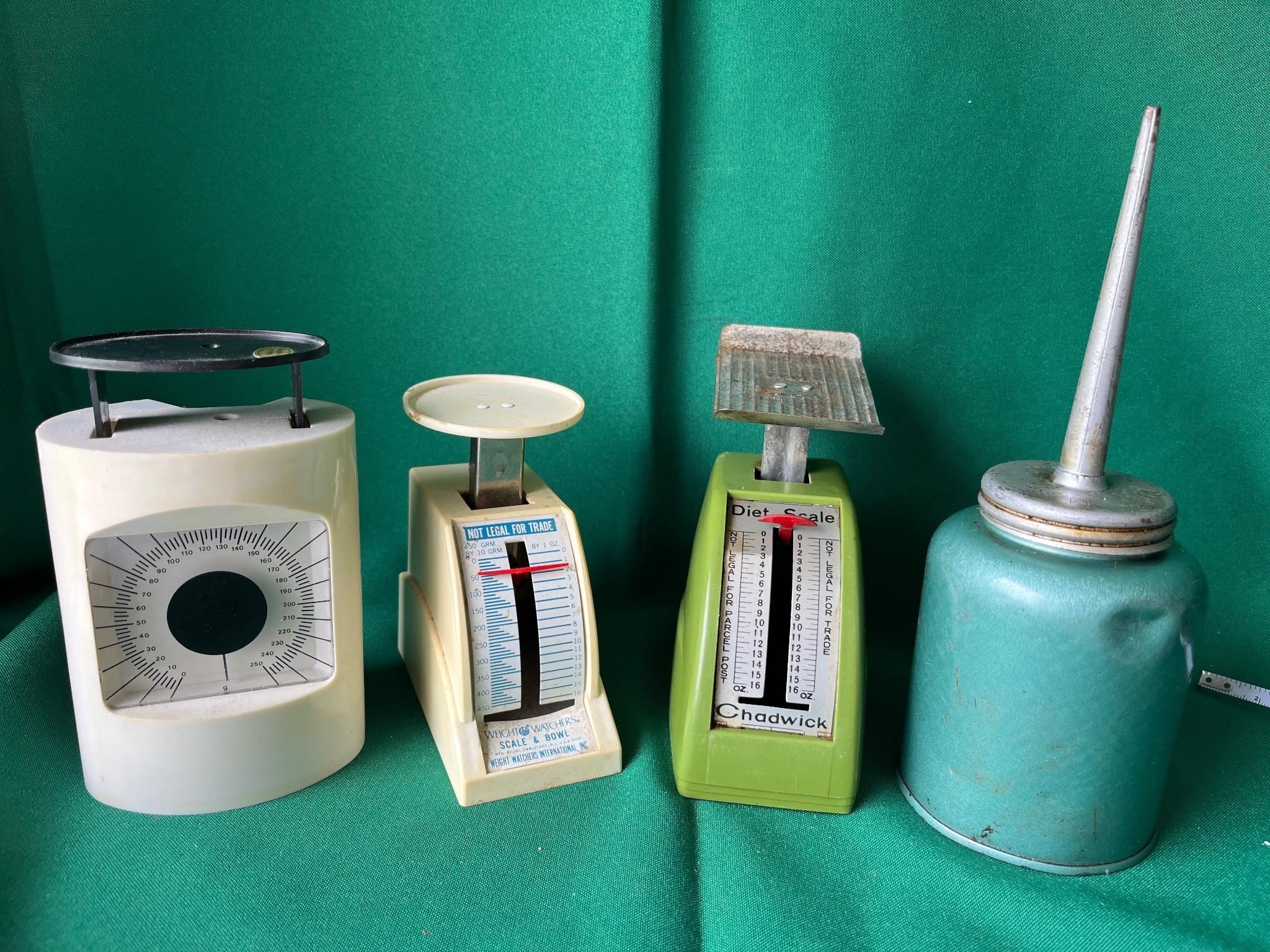 Vintage Scales & Oil can