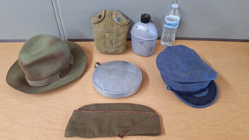 MILITARY CAP,CANTEENS,HAT,FISHERMAN'S CAP,ETC.