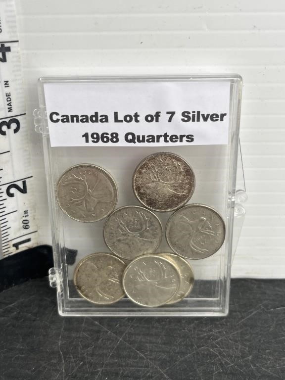 7 1968 Canada silver quarters