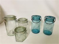 Vintage Glass Canisters/ Mason Jars