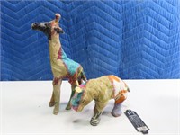 (2) Giraffe & Hippo FAUXIDERMY Figure India 6"ish