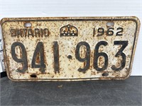 Licence plate - 1962