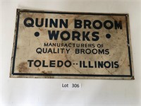 Vintage Quinn Broom Works Toledo, IL Metal Sign