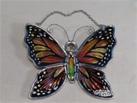 5" Glass Monarch Butterfly Suncatcher hanger AMIA