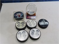 Collection (7) CO AVS vintage Hockey Pucks