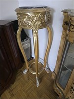 GOLD ROUND PEDESTALS  W/ MARBLE TOP S