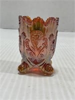 ST. CLAIR AMBERINA CARNIVAL GLASS TOOTPICK HOLDER