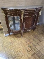 BUFFET TABLE W/ MARBLE TOP  & SIDE DISPLAY  S
