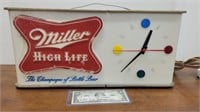 Miller High Life Beer Advertising Clock. Clock