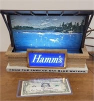 Hamm's Beer Lighted Advertising Sign. Hamms Hams