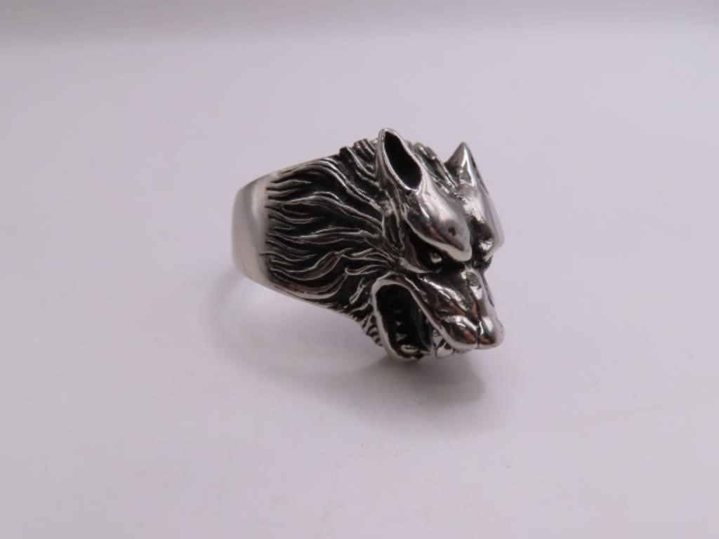 Wolf Head large sz13 Stainless Ring
