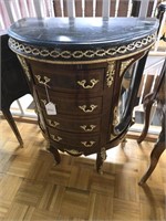 HALF MOON SIDE TABLE W/ MARBLE TOP