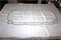 embroidered linen tablecloth 96" x 63"