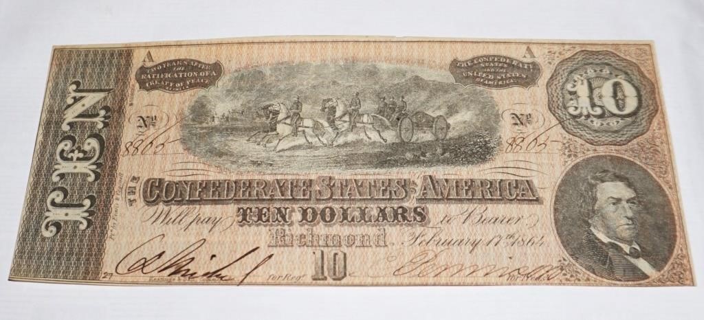 1864 Confederate 10$ bill