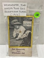 1916 WHITE ROSE GASOLINE ADV. JOURNAL WINCHESTER
