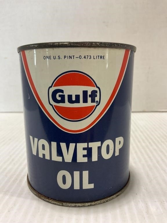 GULF VALVETOP OIL 1 PINT METAL CAN - FULL