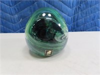 Irish KERRY Art Glass 3" GreenSwirl Paperweight