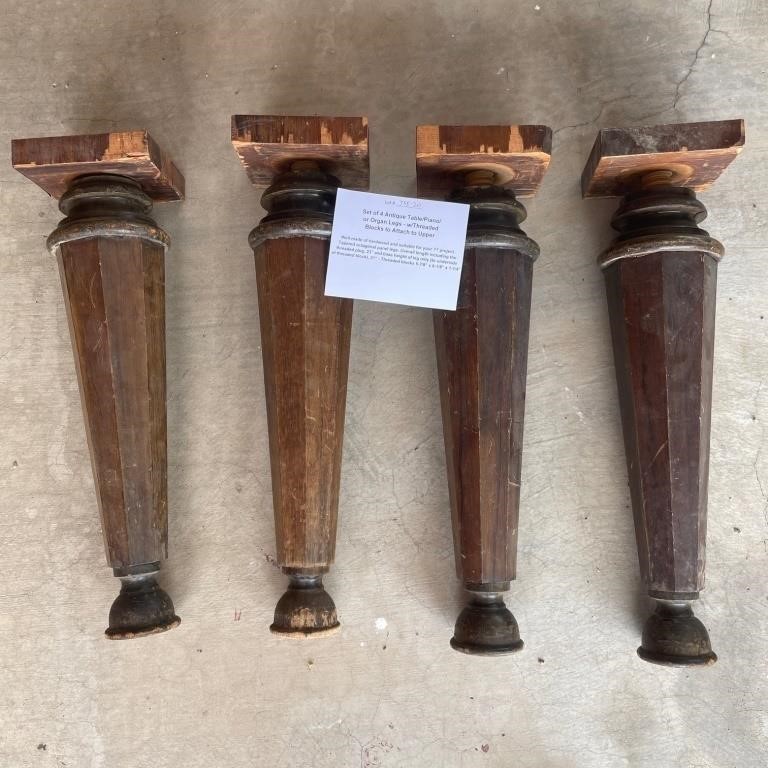 4 Huge Antique Wood Table Legs