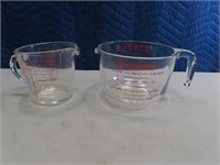(2) glass PYREX 8cup/4cup Measuring Bowls