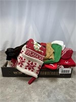 Large assortment of holiday stockings