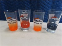 (4) BRONCOS 6" Frosted Modern Glasses