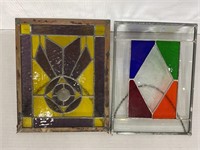 VINTAGE STAIN GLASS PANES - 11" X 9"