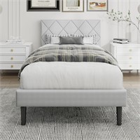Twin Bed Frame  Non-Slip - Light Gray