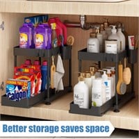 Pack of 2 Under Kitchen Sink Organizers Storage