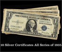 10 Silver Certificates All Series of 1935